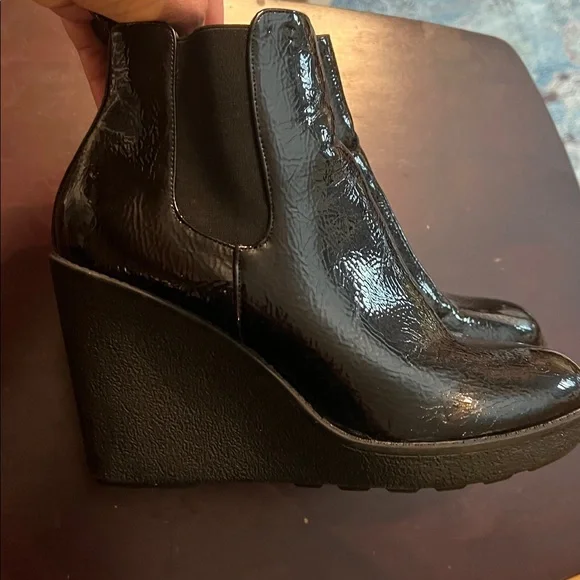Black Patent Leather Ankle Boots - Picture 2 of 7